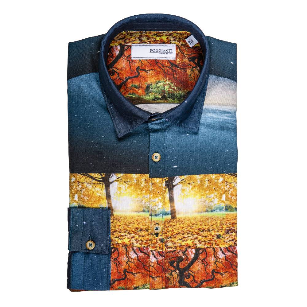 Poggianti Camicia fantasia Autunno collo italiano Online