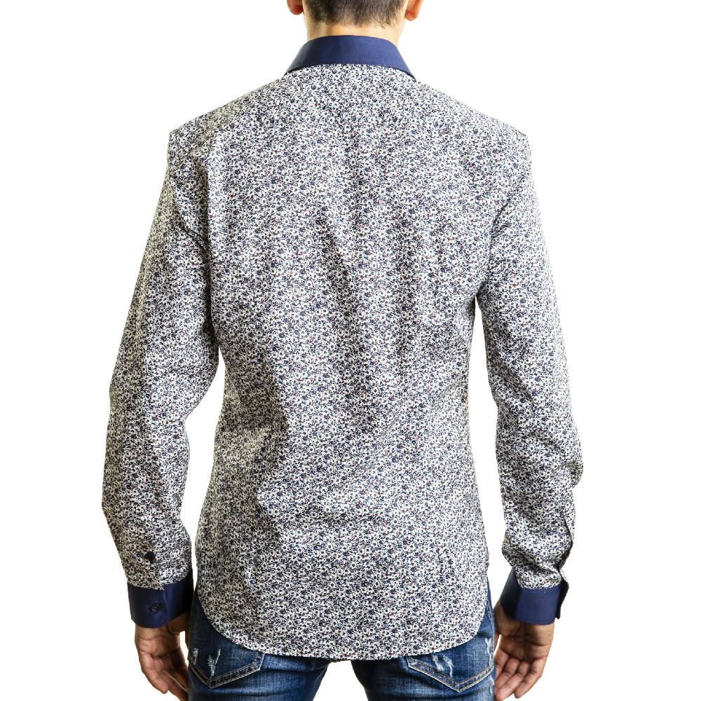 Poggianti Camicia fantasia collo e polsi in contrasto Offerte