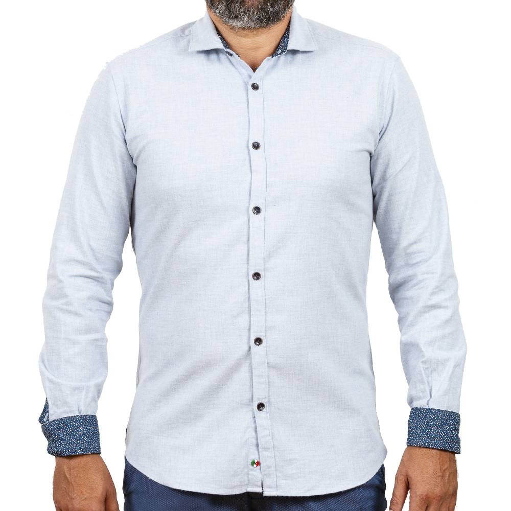Poggianti Camicia in flanella con contrasti fantasia