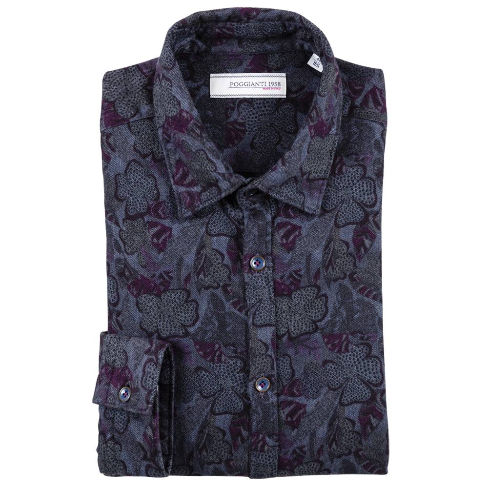 Poggianti Camicia fantasia floreale in flanella Ultimi due giorni