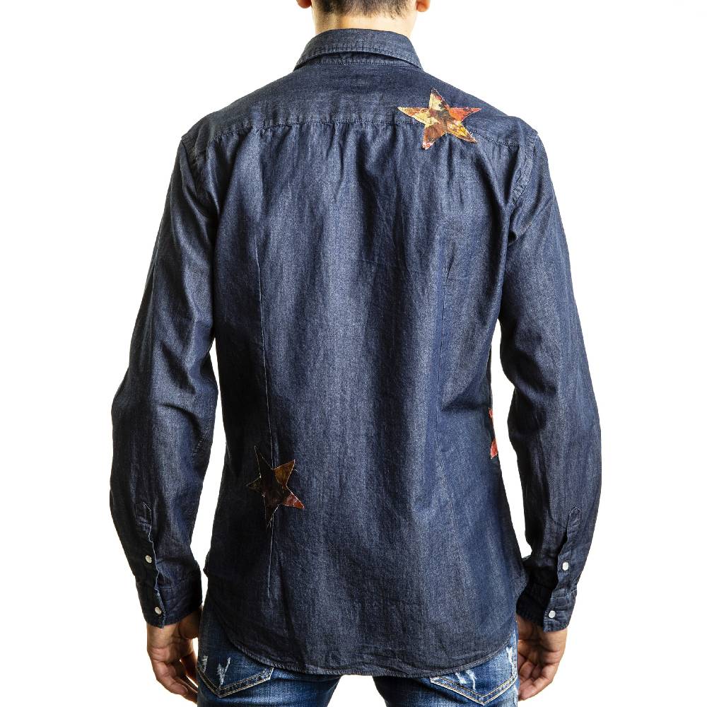 Poggianti Camicia Denim con stelle patchwork 2025