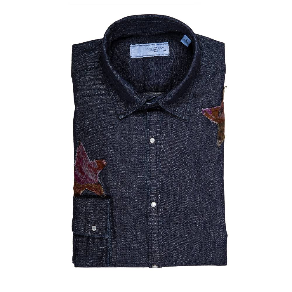 Poggianti Camicia Denim con stelle patchwork 2025
