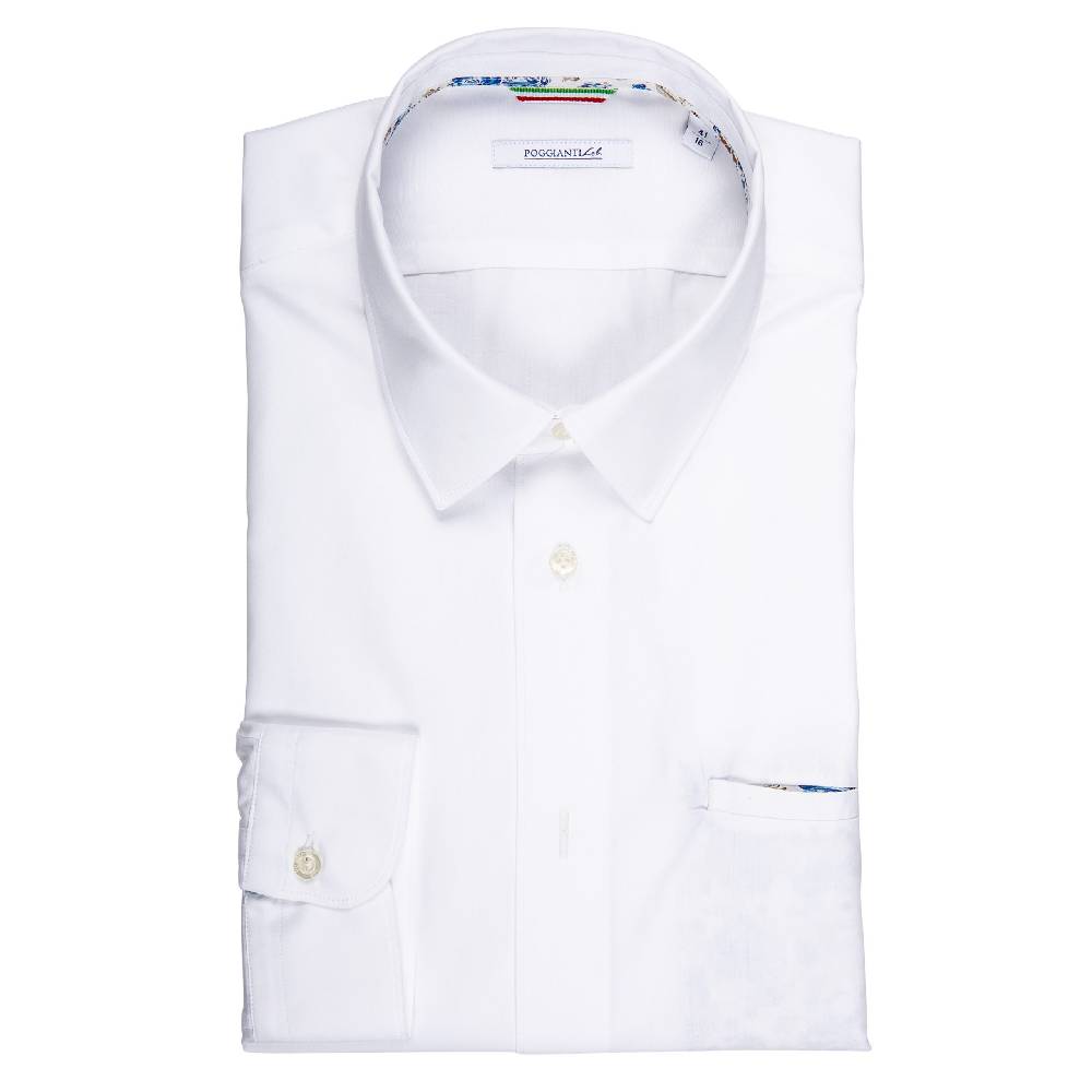 Poggianti Camicia Bianca con contrasti fantasia Nuovo