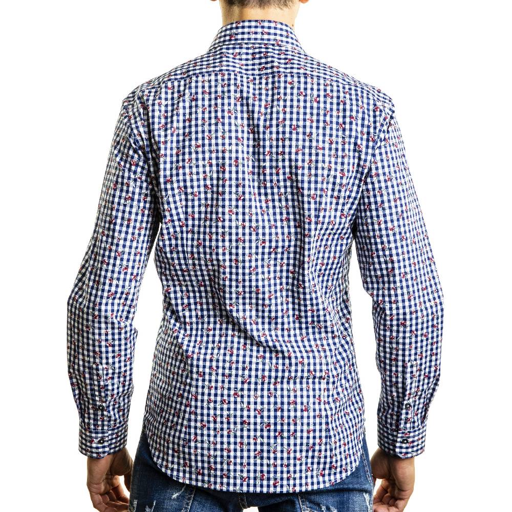 Poggianti Camicia Fantasia su base Quadri Qualità