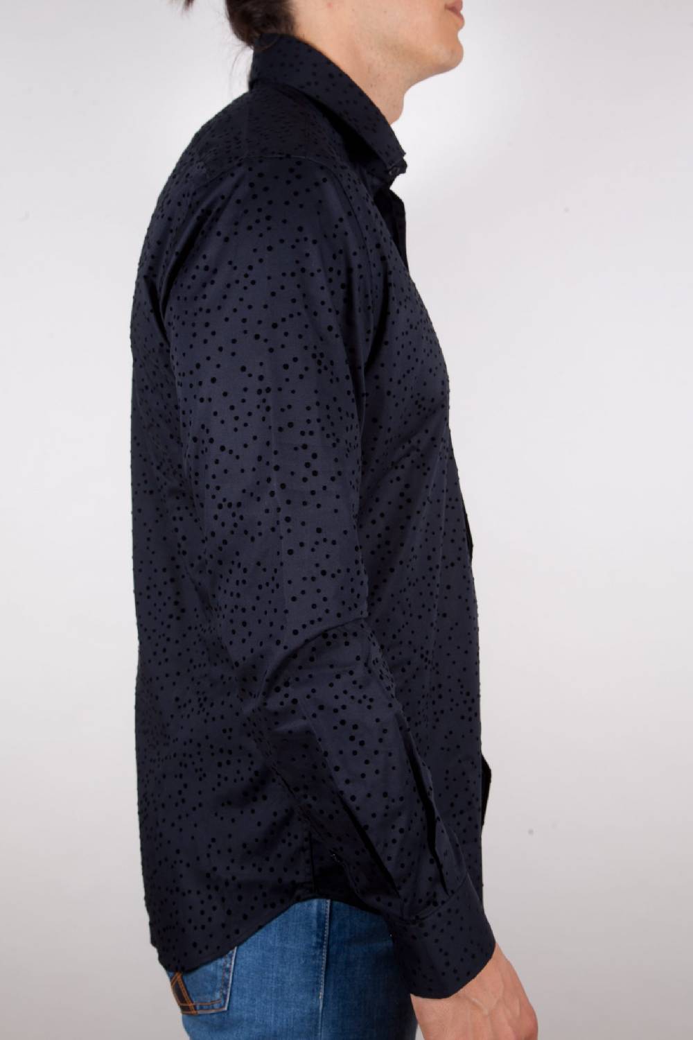 Poggianti Camicia Fantasia Floccato Nero Offerte
