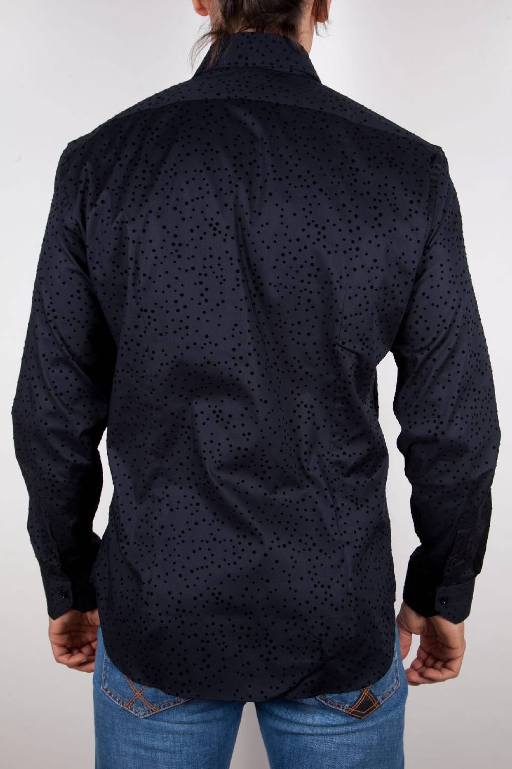 Poggianti Camicia Fantasia Floccato Nero Offerte