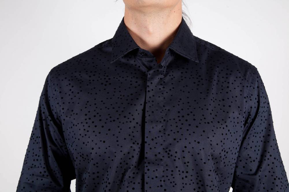 Poggianti Camicia Fantasia Floccato Nero Offerte