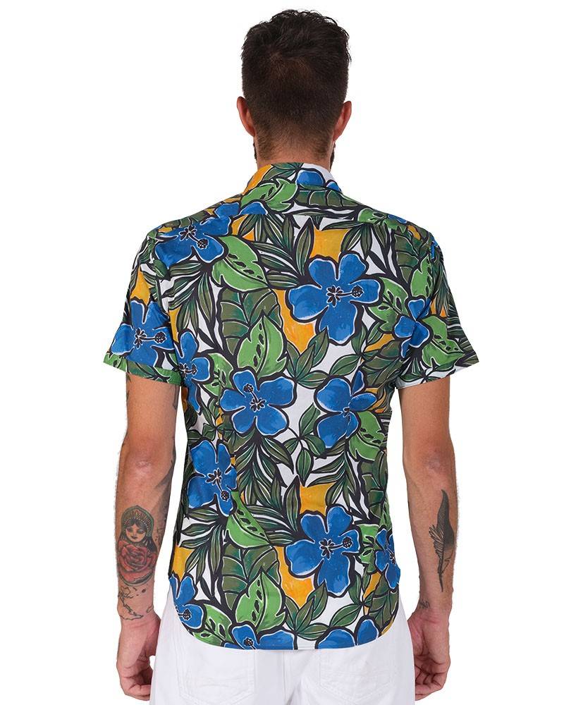 Poggianti Camicia Fantasia Collo Morbido azzurro Vendite Flash