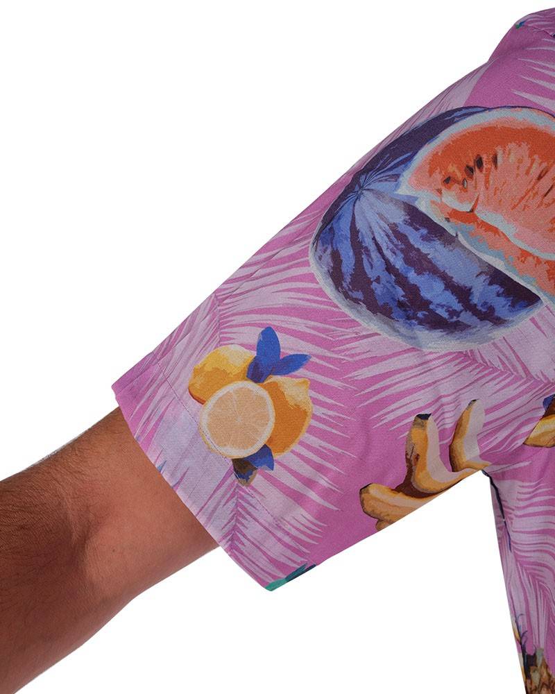 Poggianti Camicia Fantasia Collo Morbido Rosa Negozio