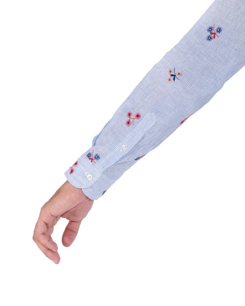 Poggianti Camicia Fantasia Collo Morbido azzurro Italy