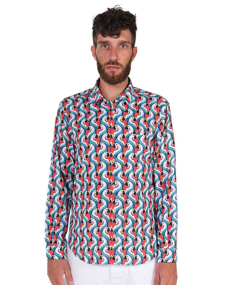 Poggianti Camicia Fantasia Collo Morbido Multicolore Promozione