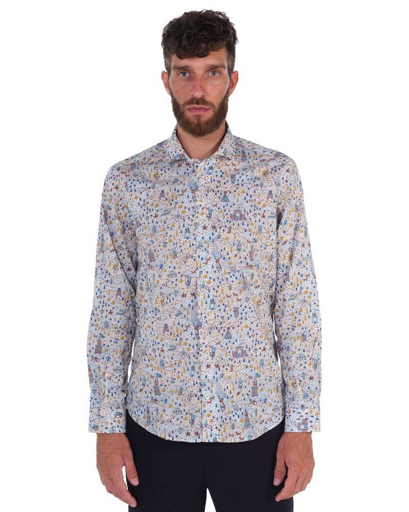 Poggianti Camicia Fantasia Collo Morbido Multicolore Spedizione Gratuita