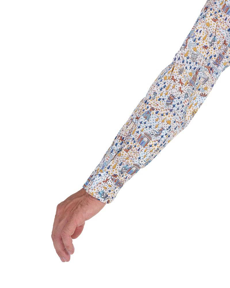 Poggianti Camicia Fantasia Collo Morbido Multicolore Spedizione Gratuita
