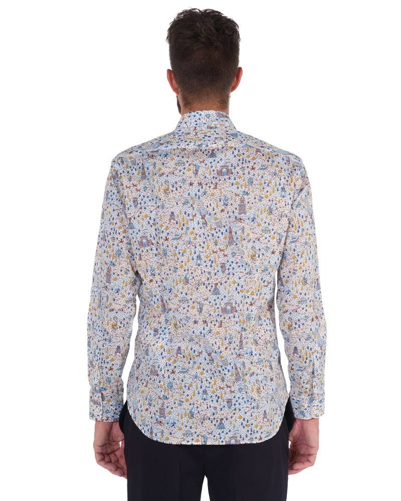 Poggianti Camicia Fantasia Collo Morbido Multicolore Spedizione Gratuita