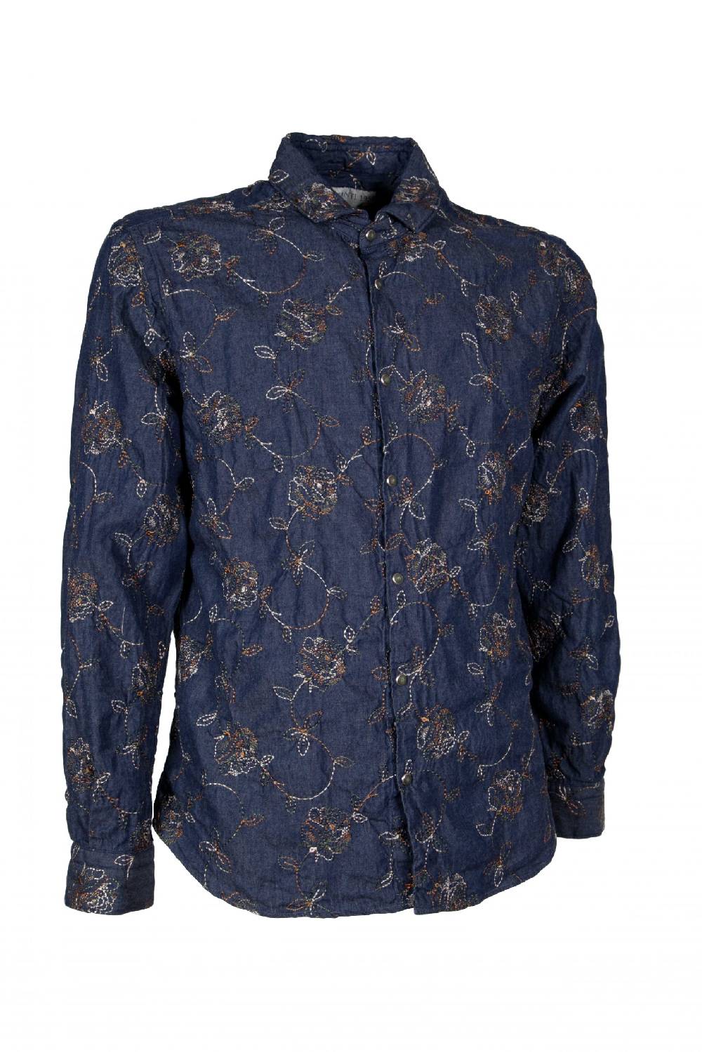 Poggianti Camicia uomo in Denim con Ricami FIRENZE-62-250 Shopping Online