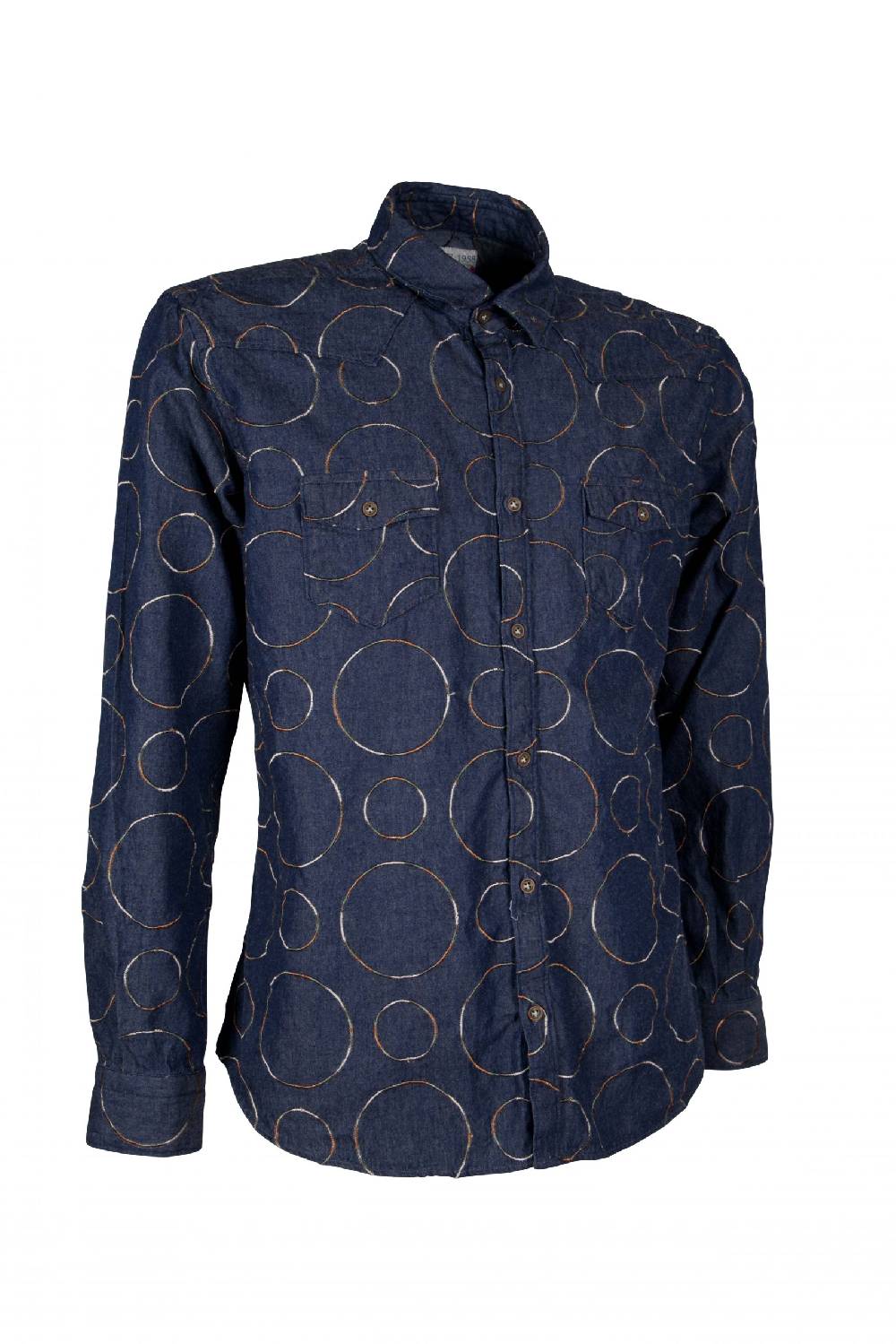 Poggianti Camicia uomo in Denim con Ricami EMPOLI-66-248 Affare Del Giorno