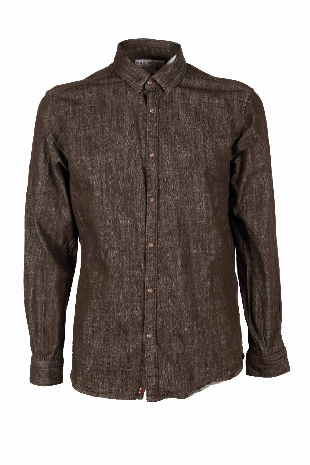 Poggianti Camicia uomo in denim verde militare CHIUSI-66F-233-02