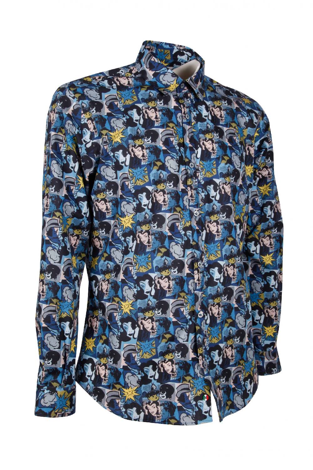 Poggianti Camicia uomo in cotone con stampa fumetti PISA-66F-179-01 Presa