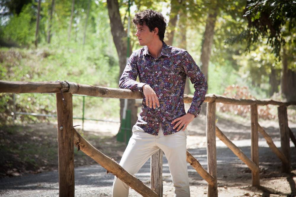 Poggianti Camicia uomo in tessuto tecnico con stampa piccola floreale . ACTIVE. 73-190-01 Online