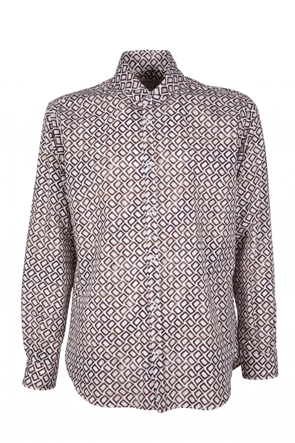 Poggianti Camicia uomo cotone con stampa geometrica PISA-31F-140-01