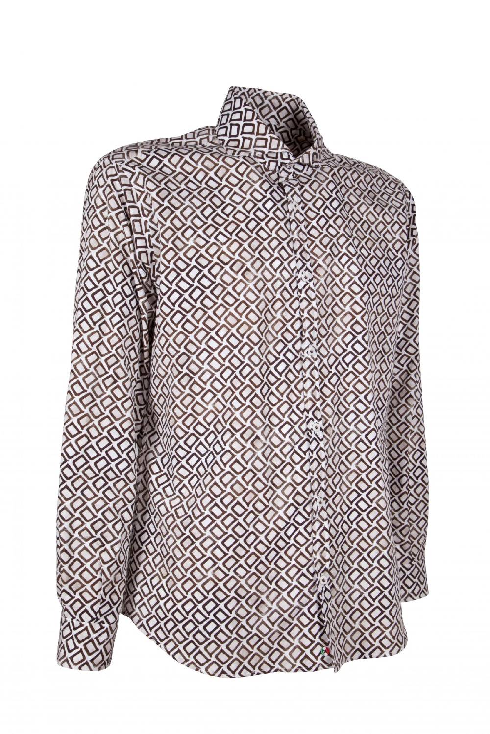Poggianti Camicia uomo cotone con stampa geometrica PISA-31F-140-01 Outlet