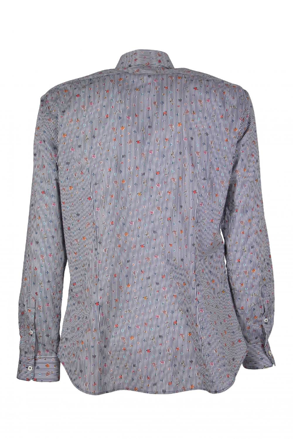 Poggianti Camicia uomo stretch con stampa righe e fiori GIOVI-62M-135-01 In Vendita