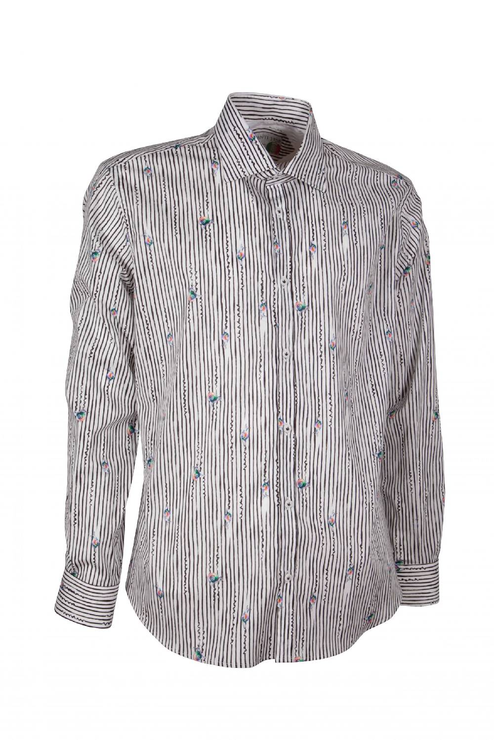 Poggianti Camicia uomo stretch con stampa righe e animali GIOVI-61-134-02 Saldi