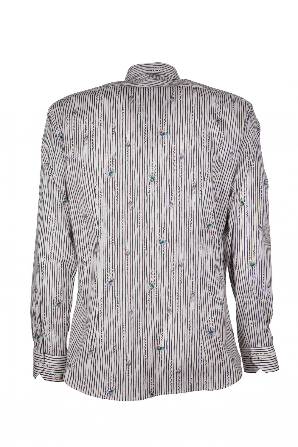Poggianti Camicia uomo stretch con stampa righe e animali GIOVI-61-134-02 Saldi