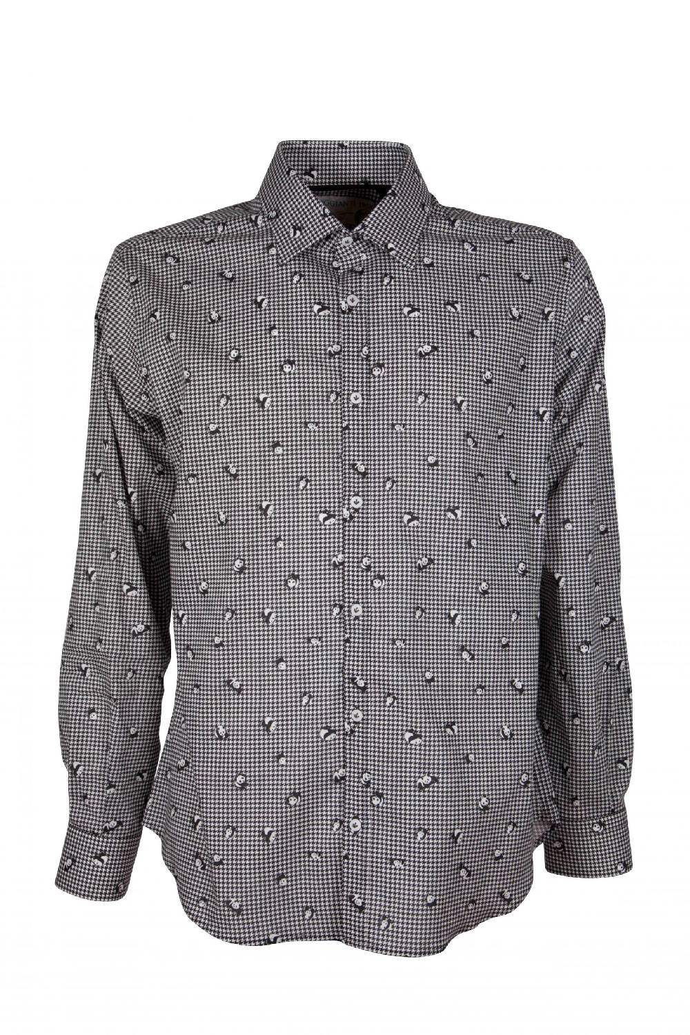 Poggianti Camicia uomo stretch con stampa panda su pied de poule GIOVI-95-174-01 Offerte