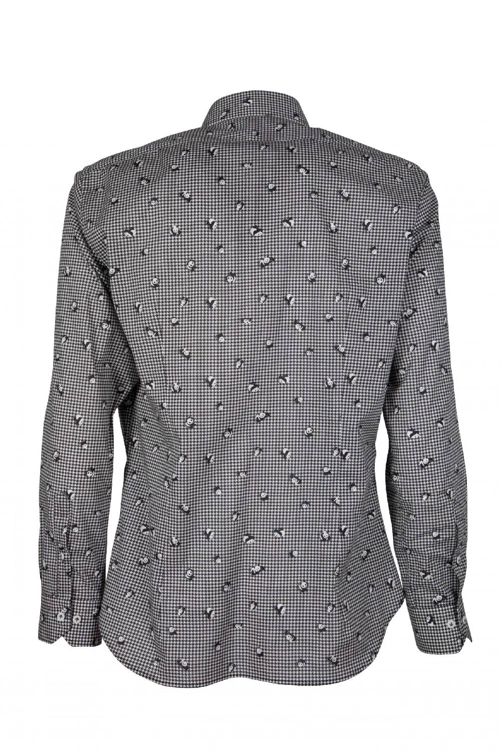 Poggianti Camicia uomo stretch con stampa panda su pied de poule GIOVI-95-174-01 Offerte