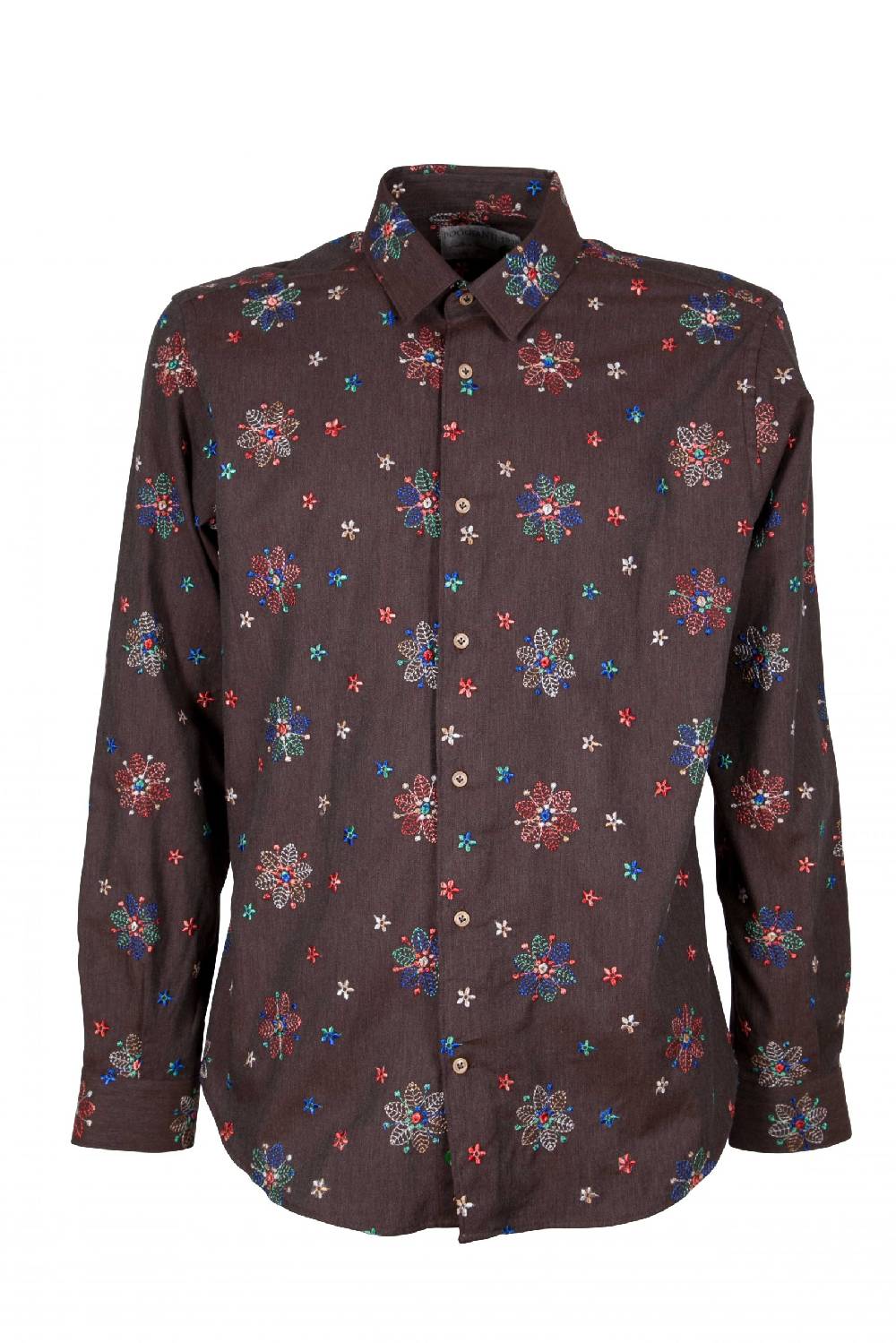 Poggianti Camicia uomo in flanella con ricami FIRENZE-66F-243 Vendita Calda