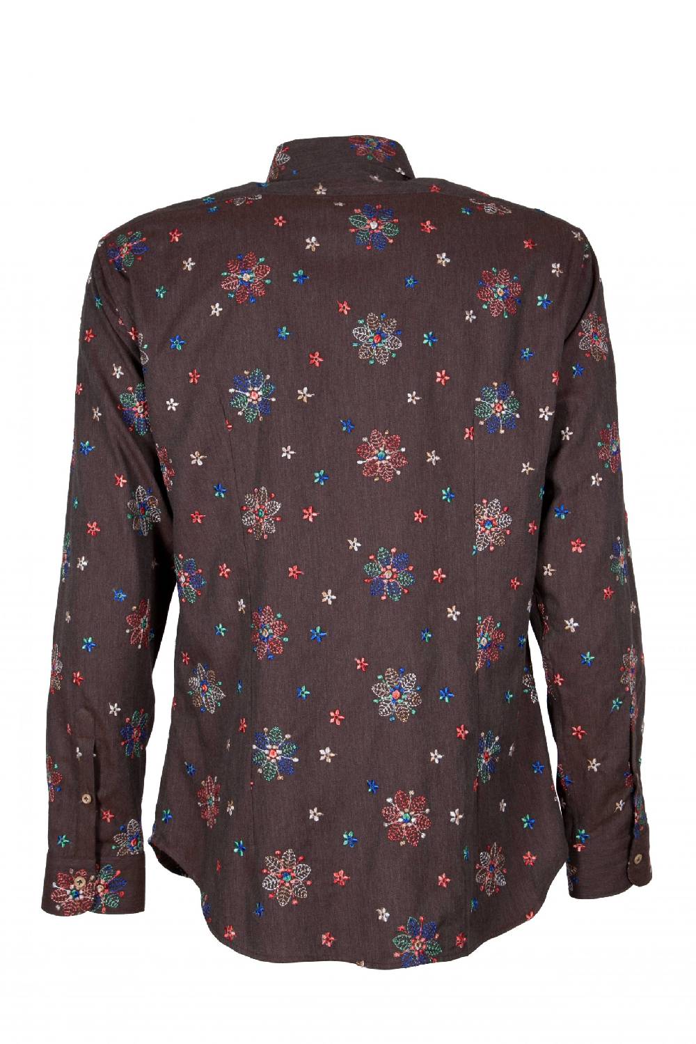 Poggianti Camicia uomo in flanella con ricami FIRENZE-66F-243 Vendita Calda