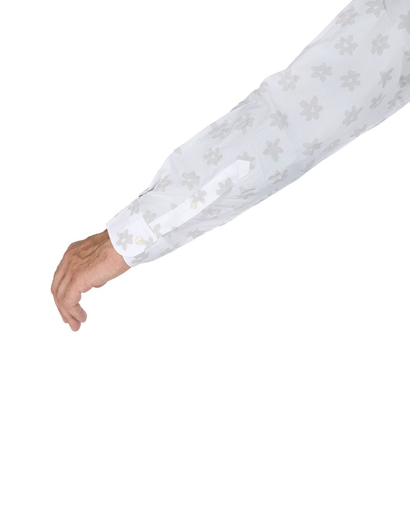 Poggianti Camicia Floreale Collo Morbido Bianca Negozio