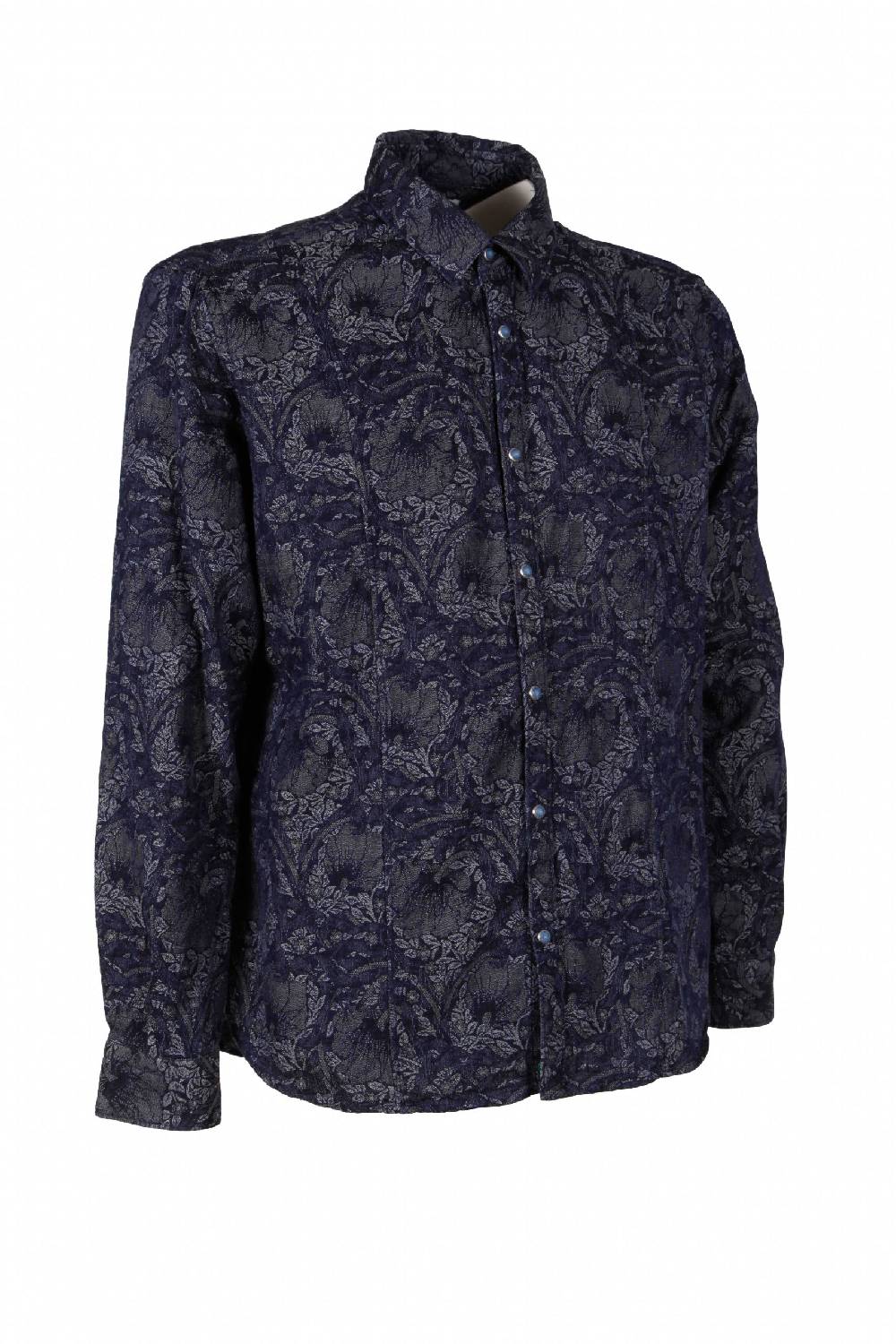 Poggianti Camicia uomo in Denim Jacquard LEGOLI-66-235-01 Nuova