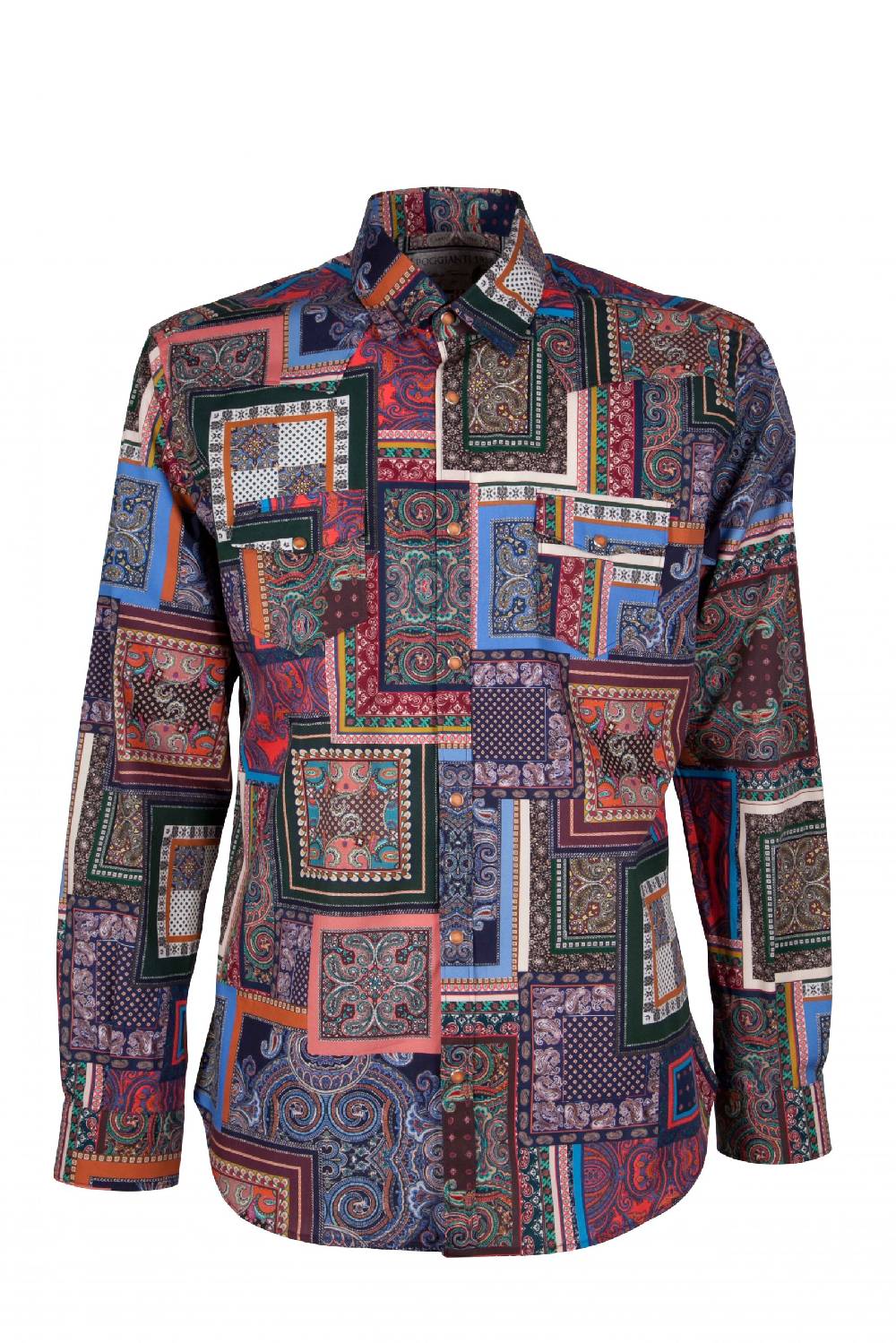 Poggianti Camicia uomo stretch con stampa geometrica EMPOLI-UBBF-166-01 In Linea
