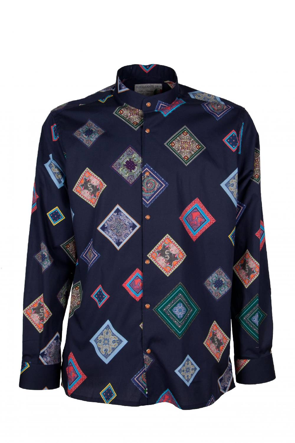 Poggianti Camicia uomo stretch con stampa geometrica SCARLINO-33-165-01 Nuovo
