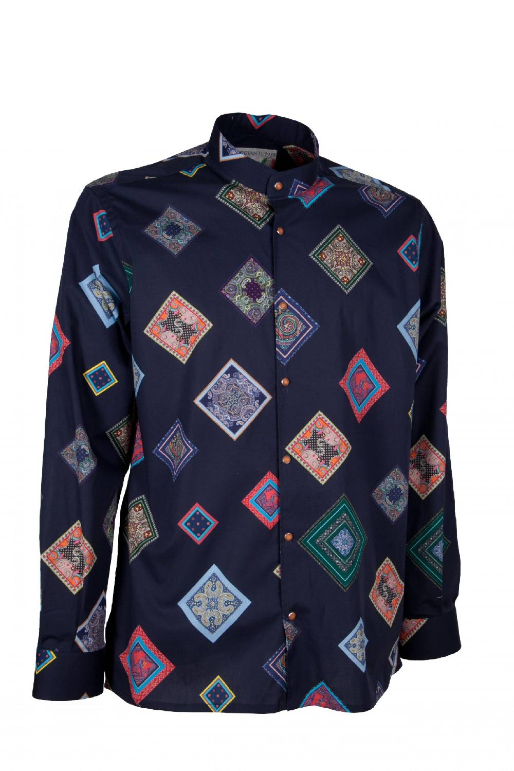 Poggianti Camicia uomo stretch con stampa geometrica SCARLINO-33-165-01 Nuovo