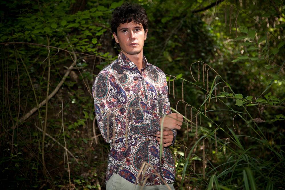 Poggianti Camicia uomo stretch con stampa Paisley PISA-31F-161-01 Promozione