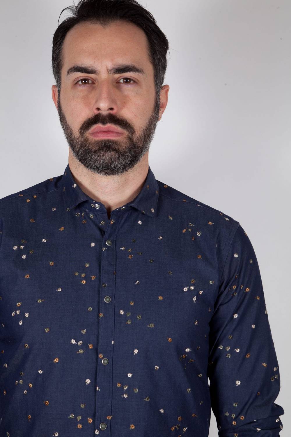 Poggianti Camicia in Denim con ricami PISA-62-607 Fino al 50% di sconto