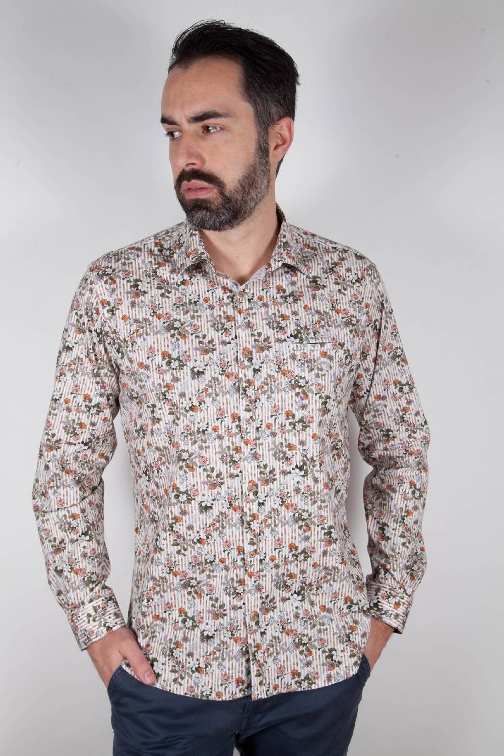 Poggianti Camicia con stampa ASCIANO-73-569-01 Vendita Calda