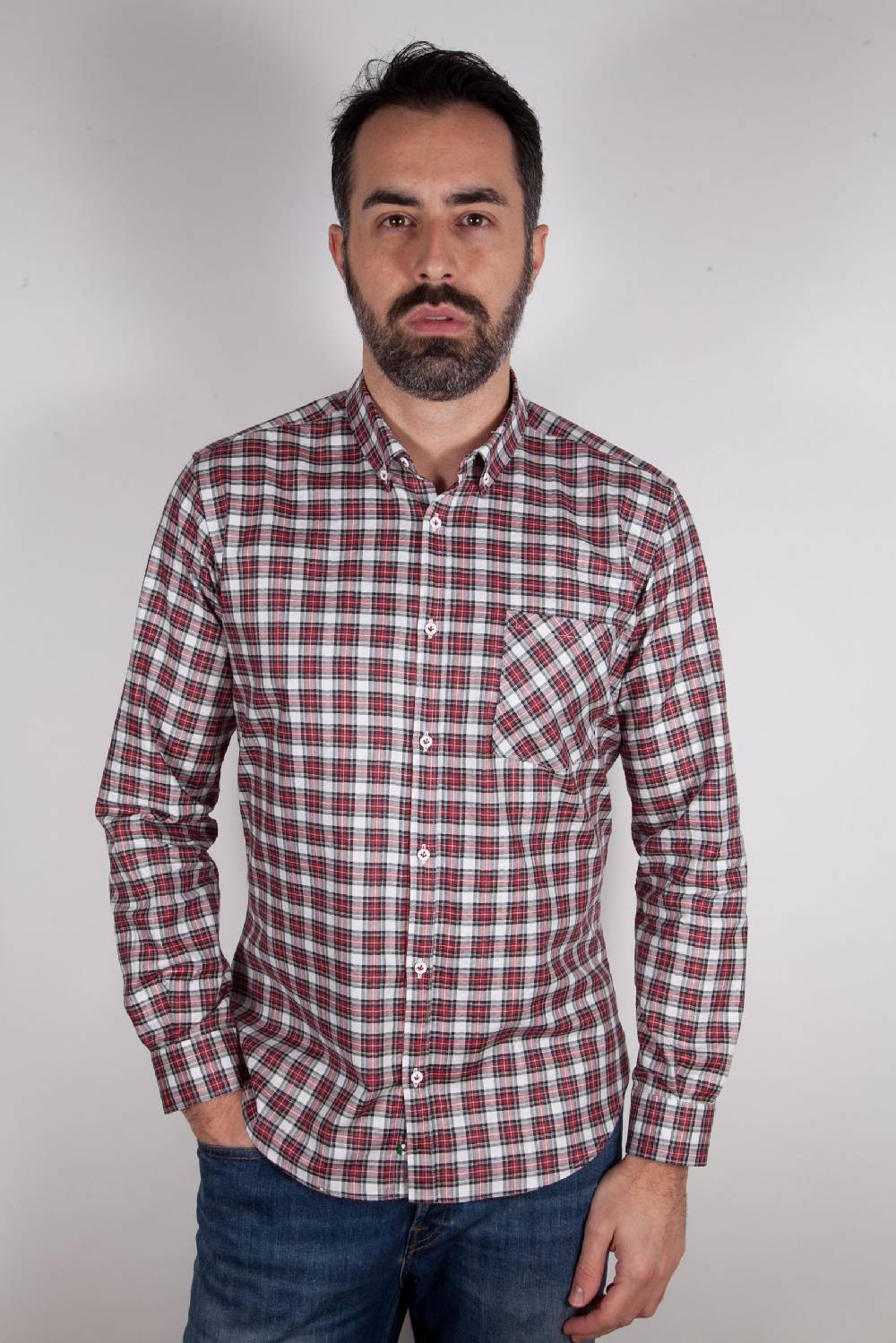 Poggianti Camicia a quadri con tasca ARDENZA-64-574-01 Vendita Economica
