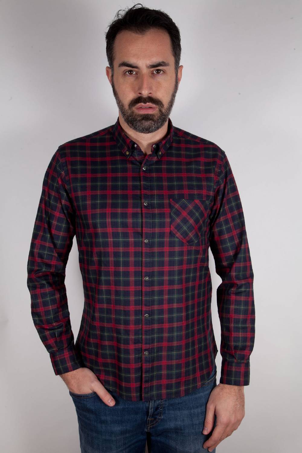 Poggianti Camicia a quadri con tasca ARDENZA-64-574-03 Saldi Di Fabbrica