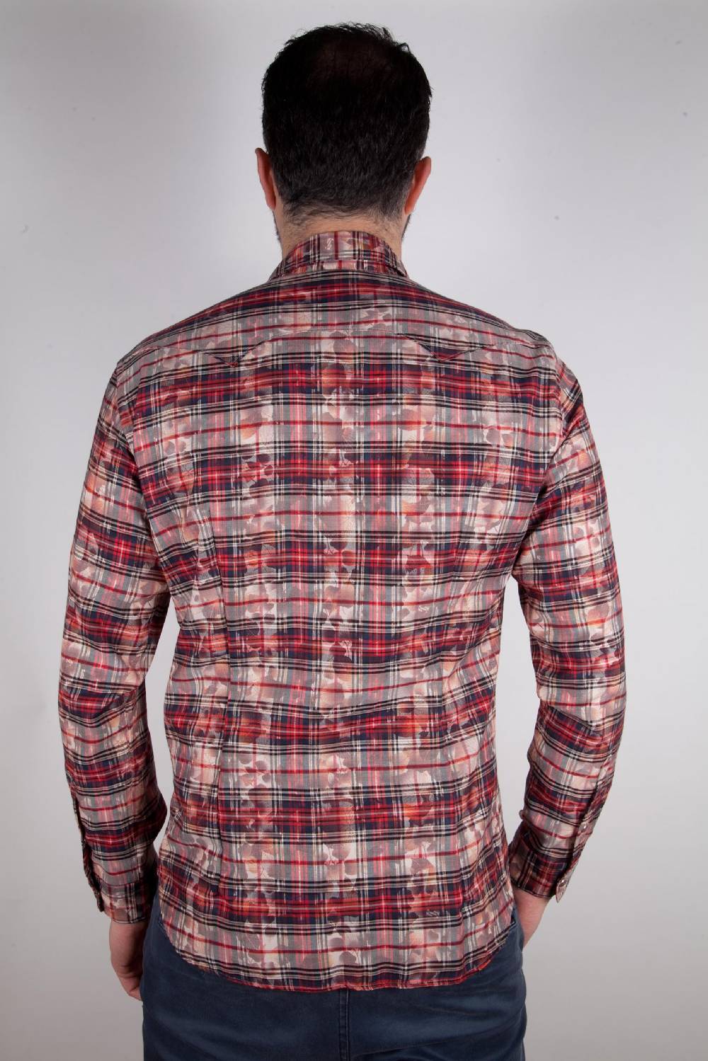 Poggianti Camicia a quadri con stampa PRUNO-66-571-01 Vendite Flash