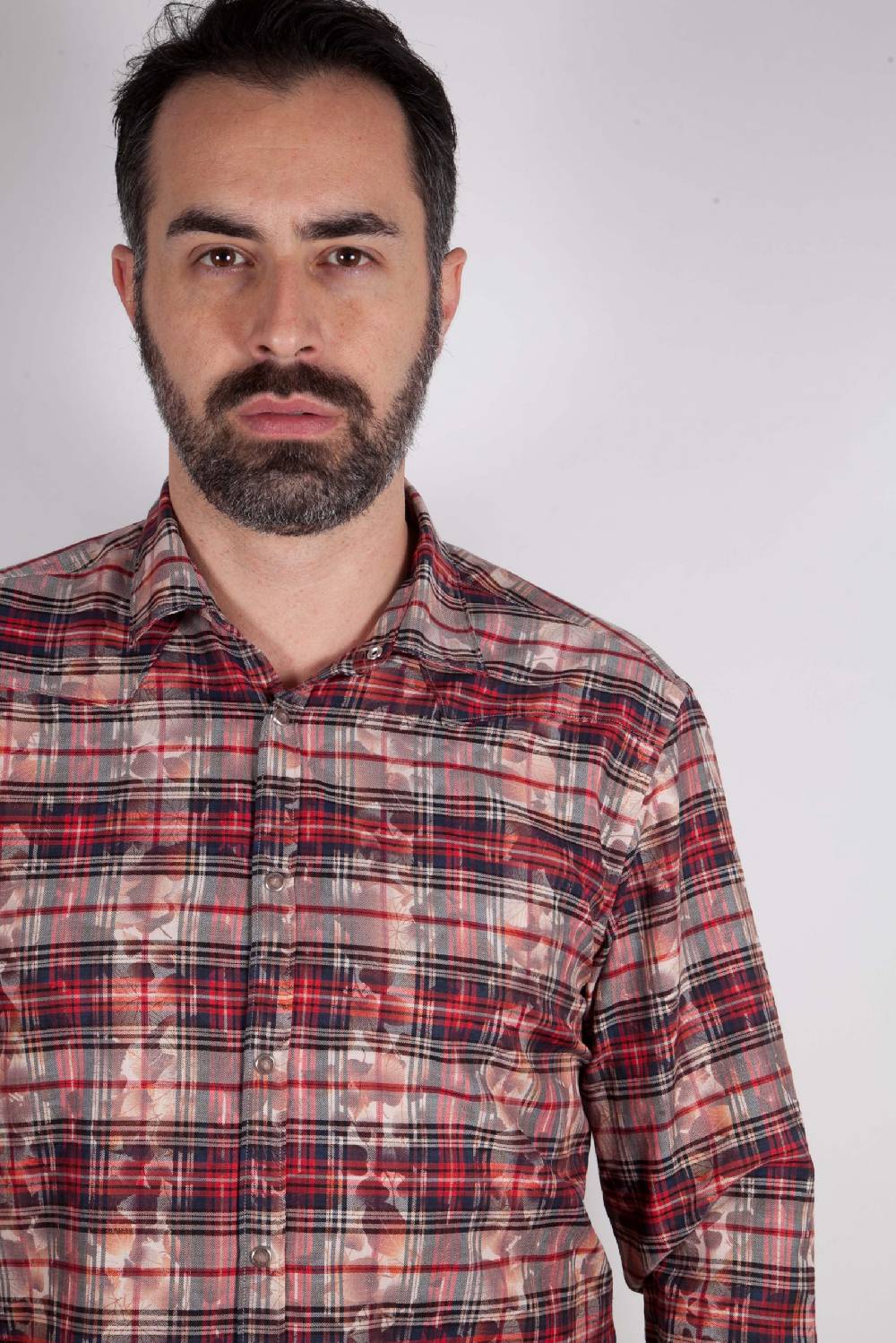 Poggianti Camicia a quadri con stampa PRUNO-66-571-01 Vendite Flash