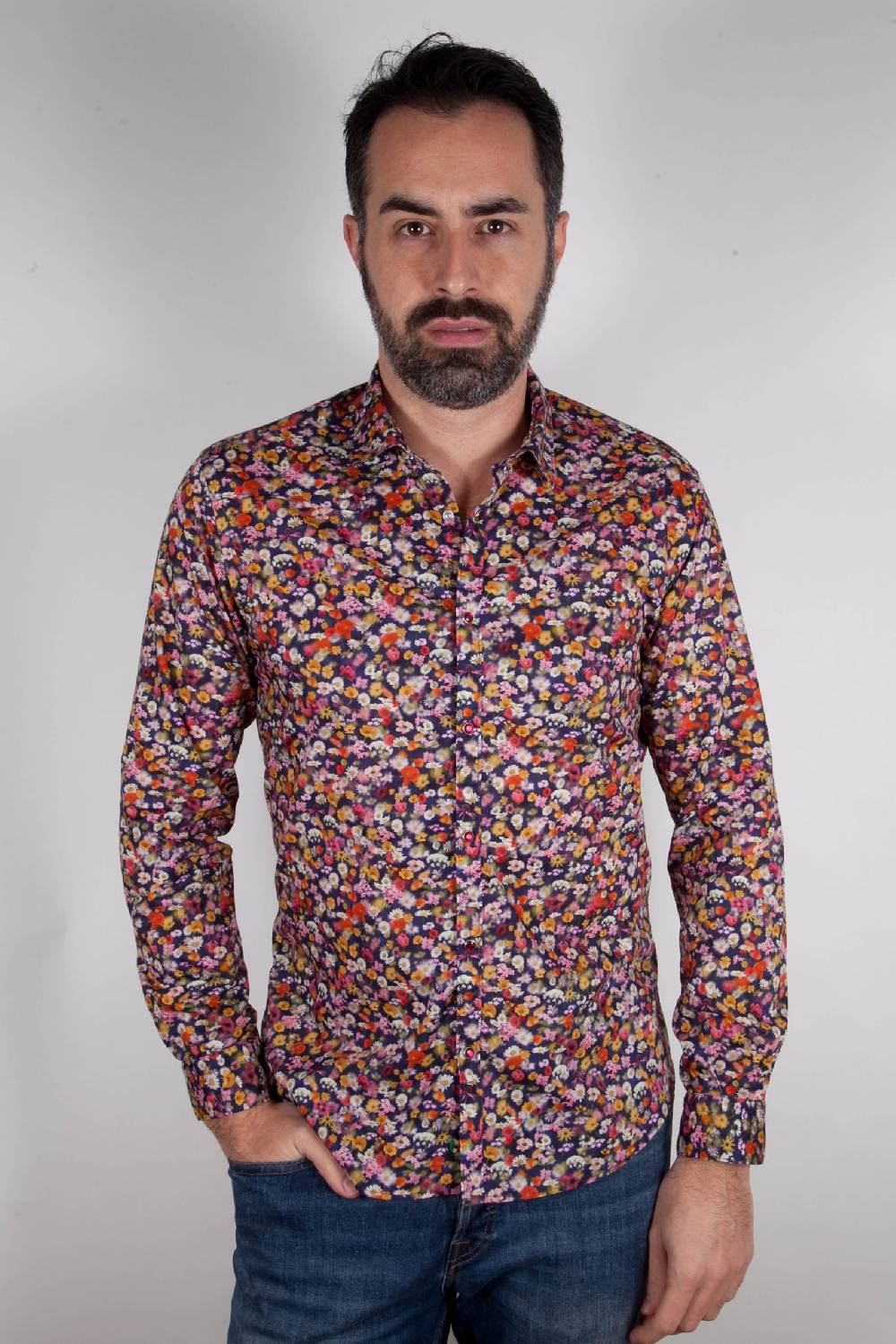 Poggianti Camicia con stampa floreale PRUNO-66-556-01 In Saldo