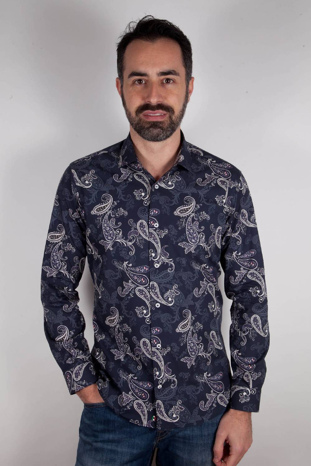 Poggianti Camicia con stampa cachemire FIRENZE-73-531-01 In Linea
