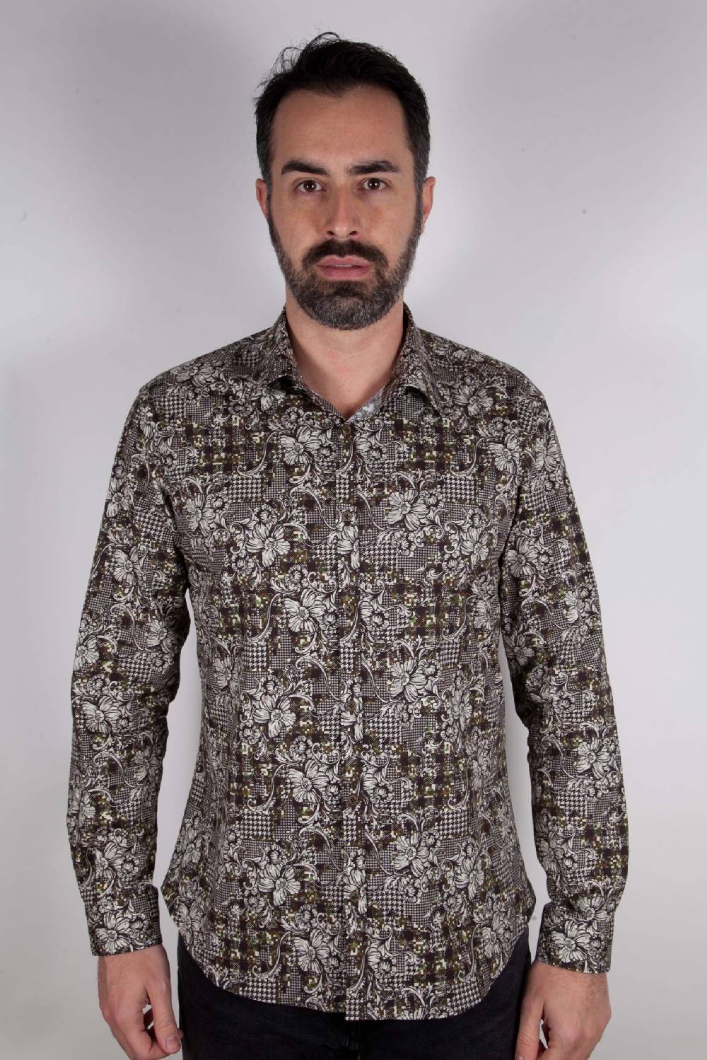 Poggianti Camicia con stampa camouflage PISA-UBB-528-01 Nuovo