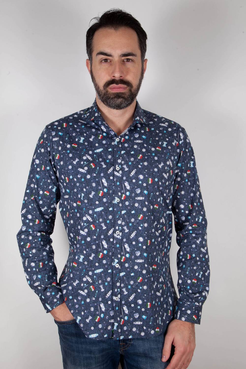 Poggianti Camicia con stampa PISA-31F-524-01 Vendita