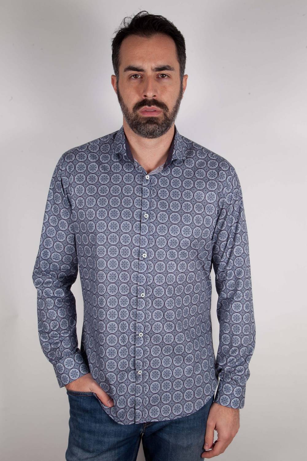 Poggianti Camicia con stampa AREZZO-65-514-01 Pezzi Unici