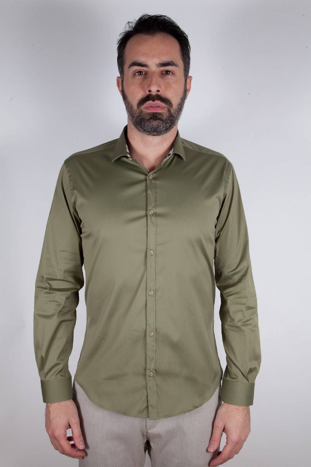 Poggianti Camicia Stretch Collo francese tinta unita PRACCHIA-62M-500-03 Negozi Online